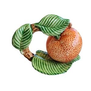 Fitz & Floyd Orange Fruit Ceramic Napkin Ring Holder 1990 Cottage Replacement